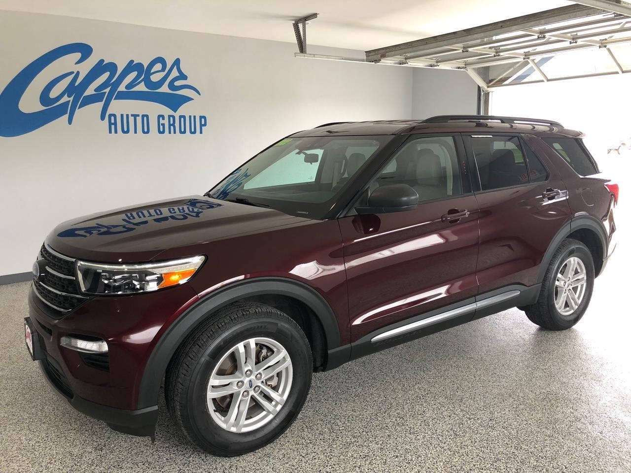 2022 Ford Explorer XLT in Burgundy V — front three-quarter view